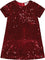 Deux par Deux Velvet Short Sleeve Dress - Little Girl - Red