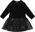 Deux par Deux Bi-Material Dress with Glittering Skirt - Baby Girl - Black