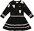 Deux par Deux Knit Dress with Glittery Heart Motifs - Big Girl - Black