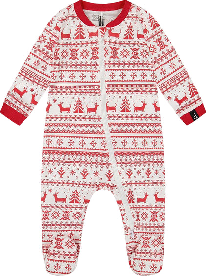 Deux par Deux Organic Cotton Red and White Fairisle One-Piece Pajama - Baby