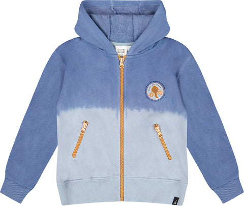 Deux par Deux Blue Full Zip Hooded Fleece Jacket - Little Boy
