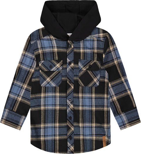 Deux par Deux Long Sleeve Hooded Flannel Shirt - Big Boy