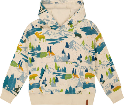 Deux par Deux Beige Printed Hooded Fleece Sweatshirt - Little Boy