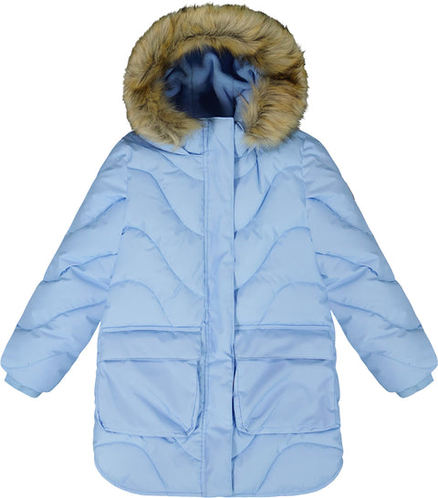 Deux par Deux Long Wavy Quilt Puffy Winter Coat - Little Girl