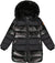Deux par Deux Long Metallic Puffy Coat - Big Girl  - Black