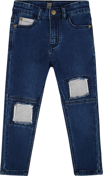 Deux par Deux French Terry Blue Denim Pants with Contrasting Patch - Baby Boy