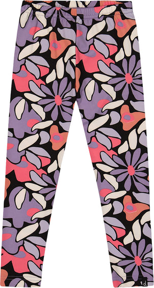 Deux par Deux Black Retro Flower Stretch Jersey Leggings - Little Girl