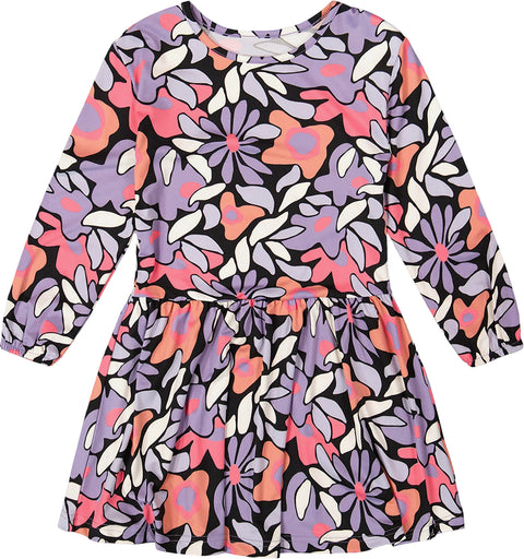 Deux par Deux Black Retro Flower Jersey Dress - Little Girl