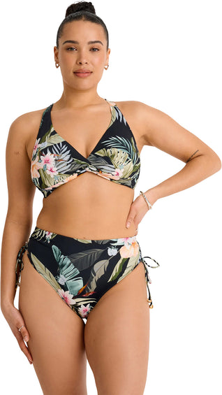 Everyday Sunday Shirred Sides Semi-High Leg Retro Waist Bikini Bottom - Women's