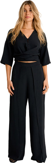 Everyday Sunday Front Tie Short Sleeve Cover-Up Blouse - Women's 