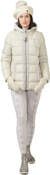 Harricana Chevron Beret with Upcycled Fur Pom - Women's