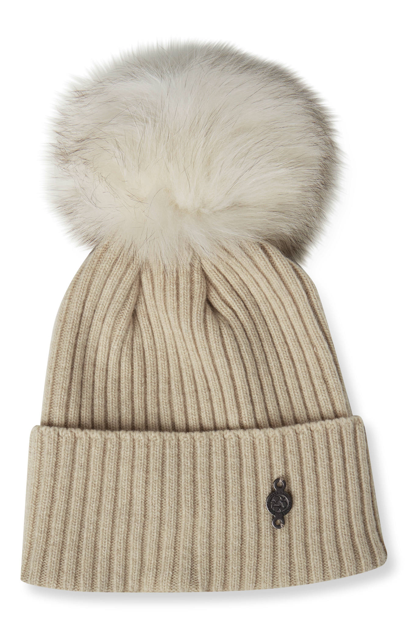 Harricana Recycled Cashmere Beanie With Reused Fur Pom - Women's