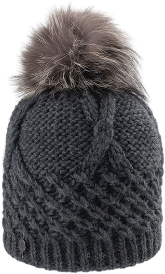 Harricana Chunky Torsade Beanie with Upcycled Fur Pom