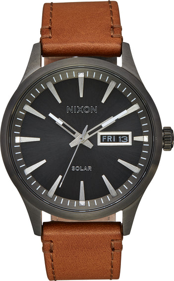Nixon Sentry Solar Leather Watch - Men's