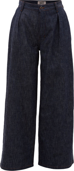 Naked & Famous Wide Leg Trouser - Rinsed Denim - Indigo - Women's