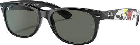 Ray-Ban New Wayfarer Classic Polarized Sunglasses - Matte Black - Blue/Grey Lens