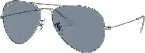 Ray-Ban Aviator Mirror Polarized Sunglasses - Polished Silver - Grey Lens - Unisex