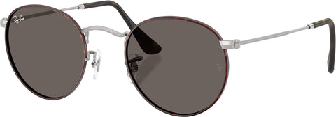 Ray-Ban Round Metal Sunglasses - Matte Havana On Matte Silver - Dark Grey Lens