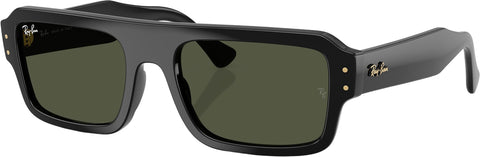 Ray-Ban Lukas Bio-Based Sunglasses - Polished Black - Green Lens