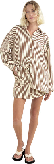 Rhythm Cove Stripe Oversized Long Sleeve Shirt - Women's