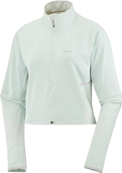 Salomon Sense Aero Hybrid Cropped Half Zip Midlayer Pullover - Women's