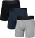 SAXX DropTemp Cooling Cotton 3 Pack Boxer Brief with Fly - Men's - Dark Grey Heather - Dark Ink - Black