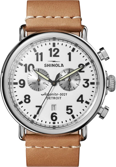 Shinola The Runwell Chrono Camel Leather Strap Watch 47mm 