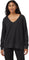tentree Meyer Waffle Knit V-Neck Longsleeve Top - Women's - Meteorite Black