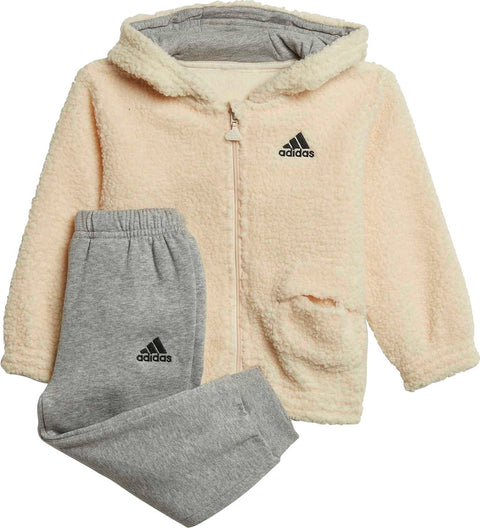 adidas Hooded Teddy Fleece Jogger Set - Infant