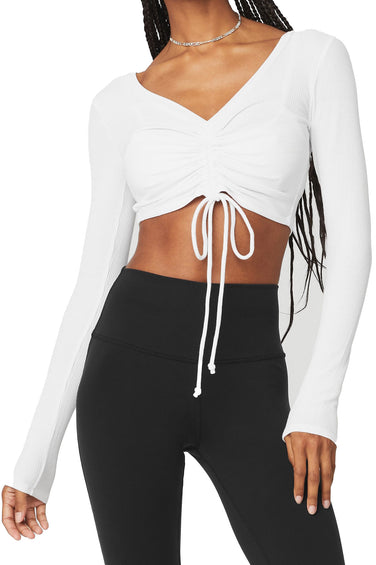 Alo Yoga Ribbed Cinch Cropped Long Sleeve - Women's