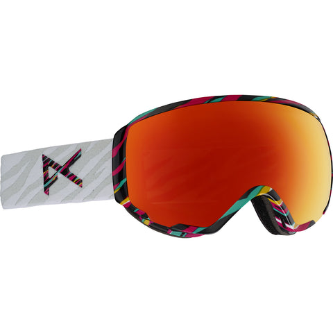 Anon Women's WM1 Ski Goggles - Disco Tiger Frame - Red Solex + spare Lens