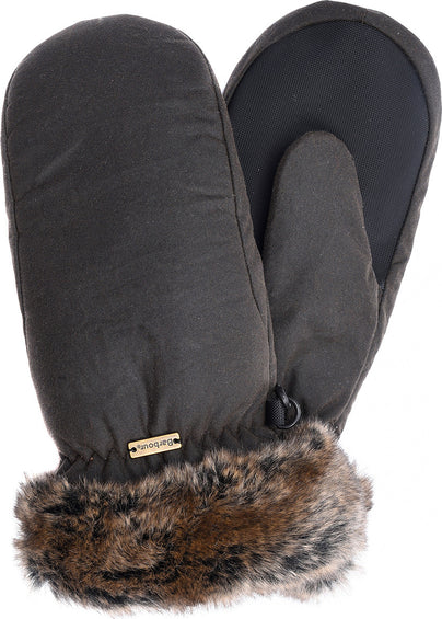 Barbour Wax With Faux Fur Trim Mittens - Women's