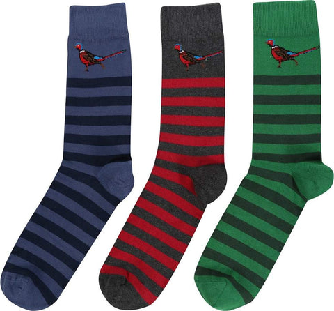 Barbour Pheasant Stripe Socks Gift Set - Men's