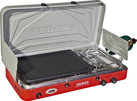 Camp Chef Mountain Series Rainer Two-Burner Stove with Griddle