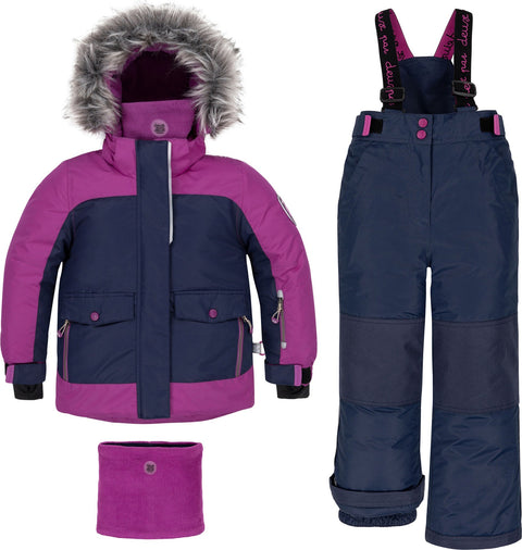 Deux par Deux Purple and Navy 2-Piece Snowsuit - Little Girls