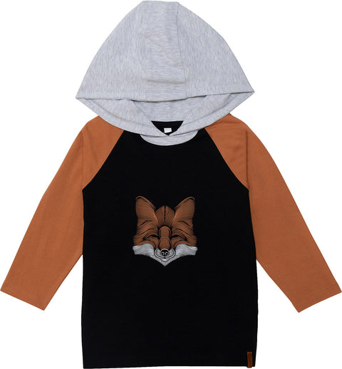Deux par Deux Printed Fox Long Raglan Sleeve Hooded Top - Baby Boy