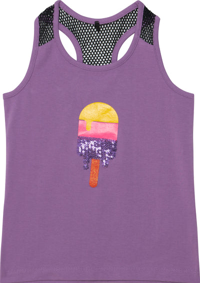 Deux par Deux T-Back Tank Top with Mesh - Little Girls