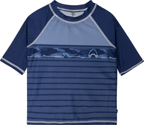 Deux par Deux Printed Sharks 3/4 Sleeve Rashguard - Big Boys