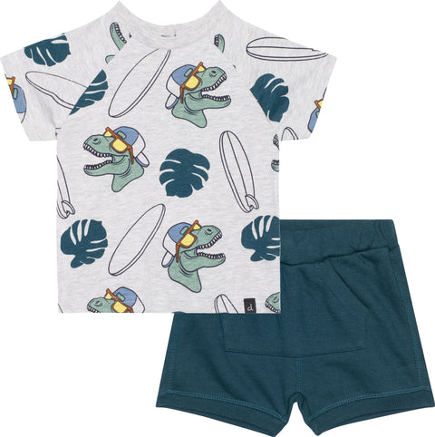 Deux par Deux Printed Jersey Top and French Terry Shorts Set - Baby Boy