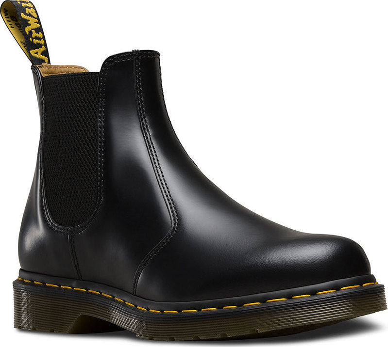 2976 Yellow Stitch Smooth Leather Chelsea Boots in Black | Dr. Martens
