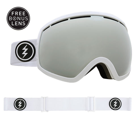Electric EG2 Ski Goggles - Gloss White Frame - Brose/Silver Chrome Lens + Bonus Lens