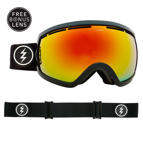 Electric EG2.5 Ski Goggles - Gloss Black Frame - Brose/Red Chrome Lens + Bonus Lens