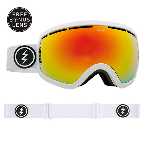 Electric EG2.5 Ski Goggles - Gloss White Frame - Brose/Red Chrome Lens + Bonus Lens