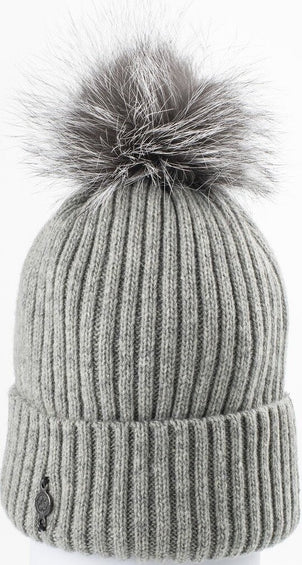 Harricana Classic Beanie With Upcycled Fur Pom - Women's