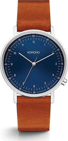Komono Lewis Blue Cognac Watch
