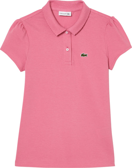 Lacoste Scalloped Collar Cotton Mini Piqué Polo Shirt - Girls