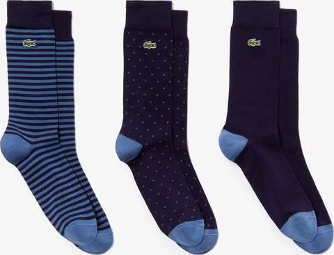 Lacoste Unicolor And Patterned Cotton Blend Sock 3-Pack - Men's