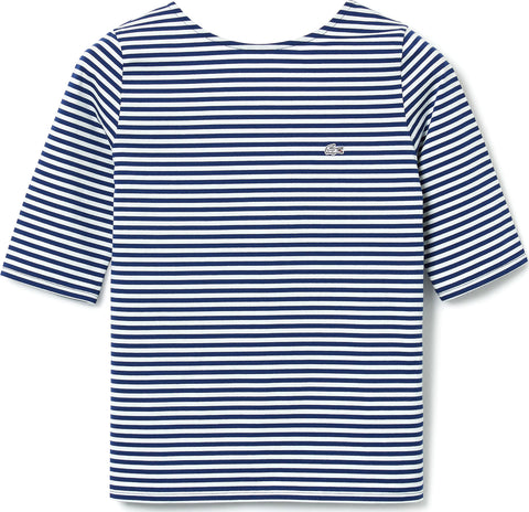 Lacoste Live Open Back Striped Stretch Cotton T-shirt - Women's