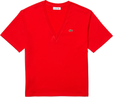 Lacoste V-Neck Premium Cotton T-Shirt(Past Season) - Women's