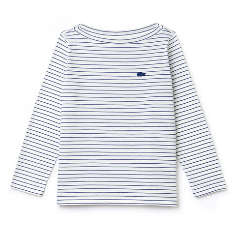 Lacoste Women's Boat Neck Striped Cotton Jersey Nautical Shirt